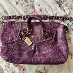 COACH Madison Audrey Embossed Crocodile Satchel